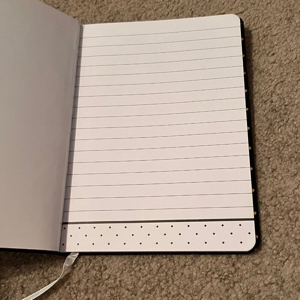 Chic Black & Gold Polka Dot Hardcover Writing Journal - Lined w/ Bookmark Ribbon - Picture 5 of 10